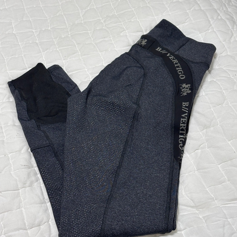 B Vertigo Jenny Silicone Full Seat Riding Tights, Black / Dark Gray